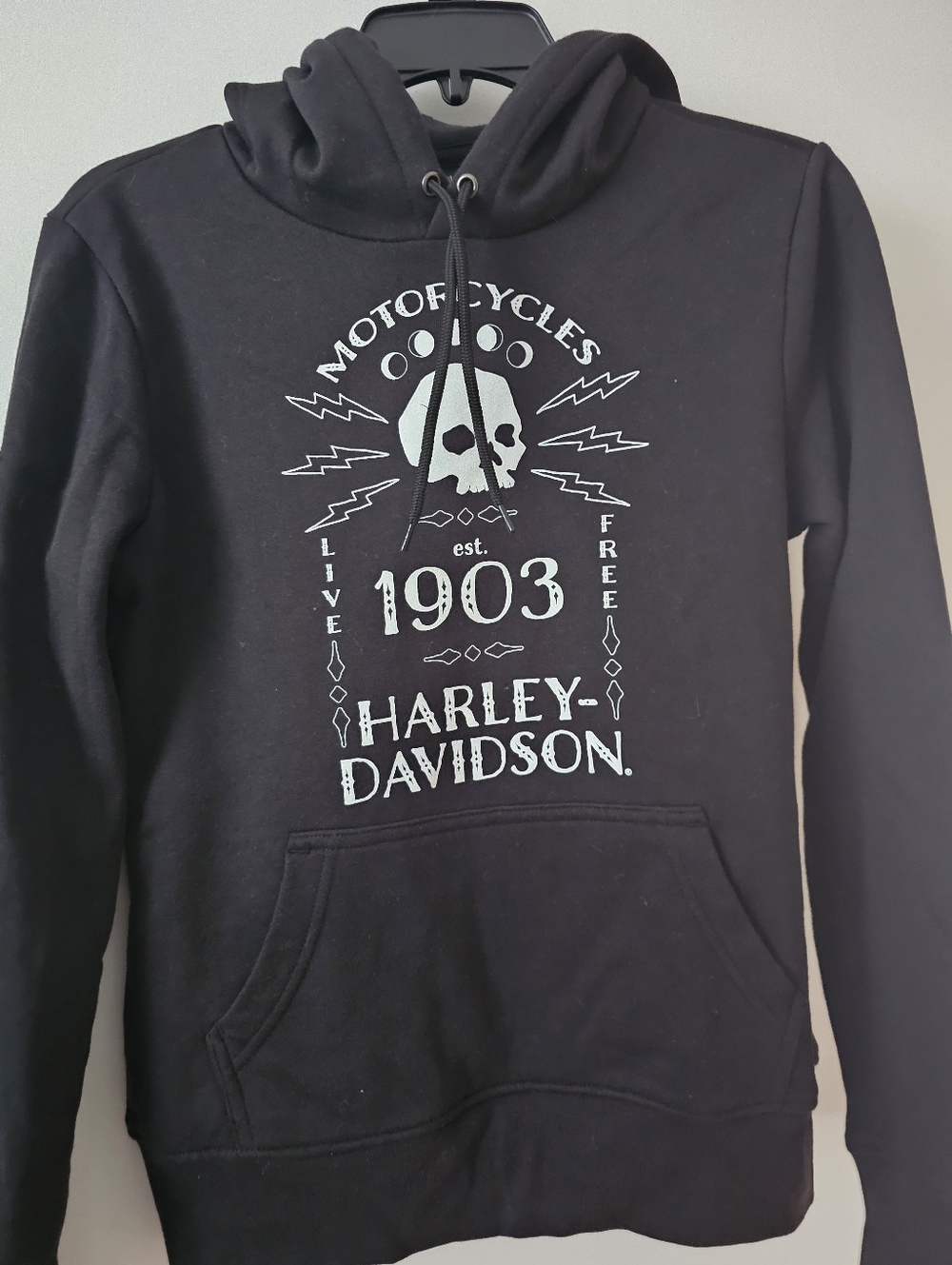 Harley-Davidson Womens Black Hoodie Sweatshirt - 1903 Skull Graphic